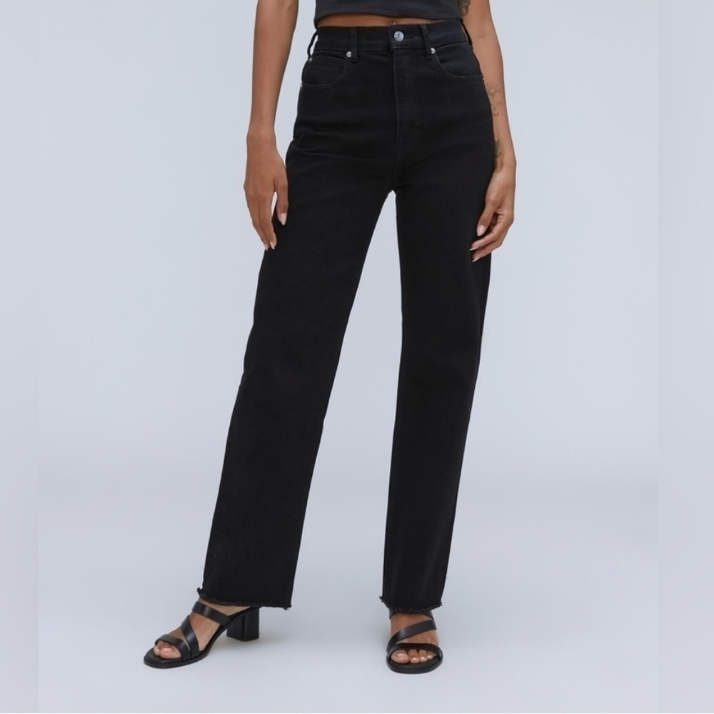 Everlane The Way High Jean Long Coal Black Raw Hem NWT